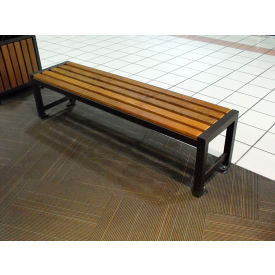 Regency 6' Backless Bench, Pau Lope Wood Slats, Black view 2