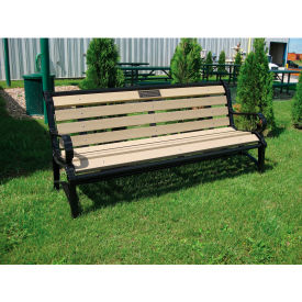 Terraza 6' Bench with Back, Cedar Recycled Plastic Slats, Black view 2