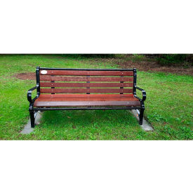 Terraza 6' Bench with Back, Pau Lope Wood Slats, Black view 2