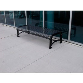 Terraza 6' Backless Bench, Vertical Steel Slats, Black view 2