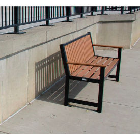 Regency 6' Bench with Back, Recycled Cedar Plastic Slats, Black view 2