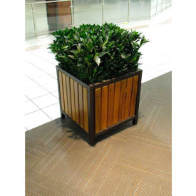 Regency 24" Single Planter, Steel Frame, Pau Lope Slats view 2