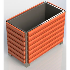 Inox 24" x 46" Planter, Pau Lope Wood view 2