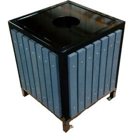 Regency Litter Receptacle, Steel Frame, Recycled Gray Slats Lid, 20 Gallon view 2