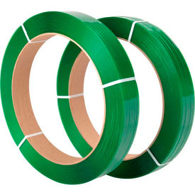 Global Industrial™ Polyester Strapping 1/2""W x 3600L x 0.02"" Thick 16"" x 3"" Core Green