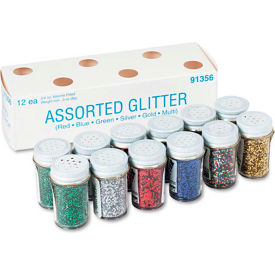 Pacon Corporation 91356 Pacon® Spectra® Glitter Assortment, 3/4 oz., 6 Colors, 12 Jars/Pack image.