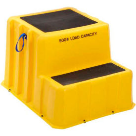 US Roto Molding NST-2 YEL 2 Step Nestable Plastic Step Stand - Yellow 26"W x 33"D x 20"H - NST-2 YEL image.