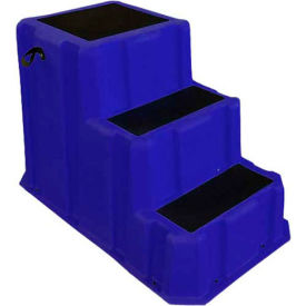 US Roto Molding NST-3 BL 3 Step Nestable Plastic Step Stand - Blue 26"W x 43"D x 28"H - NST-3 BL image.