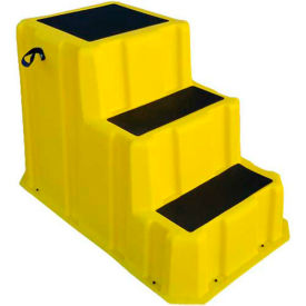 US Roto Molding NST-3 YEL 3 Step Nestable Plastic Step Stand - Yellow 26"W x 43"D x 28"H - NST-3 YEL image.