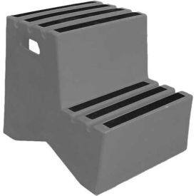 US Roto Molding ST-2 GY 2 Step Plastic Step Stand - Gray 21"W x 24-1/2"D x 19-1/2"H - ST-2 GY image.