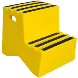 US Roto Molding ST-2 YEL 2 Step Plastic Step Stand - Yellow 21"W x 24-1/2"D x 19-1/2"H - ST-2 YEL image.