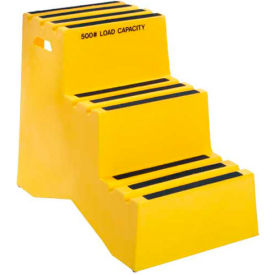 US Roto Molding ST-3 YEL 3 Step Plastic Step Stand - Yellow 20"W x 33-1/2"D x 28-1/2"H - ST-3 YEL image.