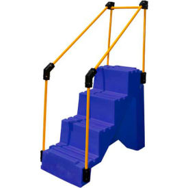 US Roto Molding ST-4 BL 4 Step Plastic Step Stand W/ Handrails - Blue 27"W x 38"D x 44"H - ST-4 BL image.