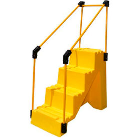 US Roto Molding ST-4 YEL 4 Step Plastic Step Stand W/ Handrails - Yellow 27"W x 38"D x 44"H - ST-4 YEL image.