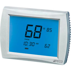 Peco 69923 PECO PerformancePRO Thermostat, Programmable, 3H/2C, 24 VAC or Batt Power, 12 Inch Screen image.