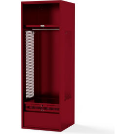 Penco SW241872DDNNF-722 Penco® Framed Vented Stadium Locker w/ Shelf & Footlocker, 24"W x 18"D x 72"H, Red, All-Welded image.