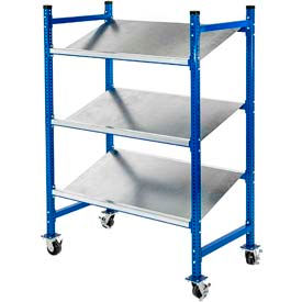 Mobile Gravity Flow Rack with Steel & Wire Shelves