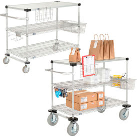 Nexel® Wire Curbside Carts With Solid Top Shelf