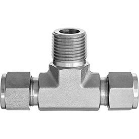 Tee Adapter - Tube to Tube to Male Threaded Pipe