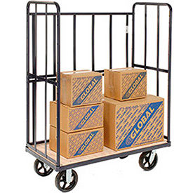 Global Industrial® 3 Sided Tubular Frame 2 Wood Shelf Bulk Trucks