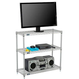 Nexel® - Wire 3-Shelf Media Stand - Silver Epoxy