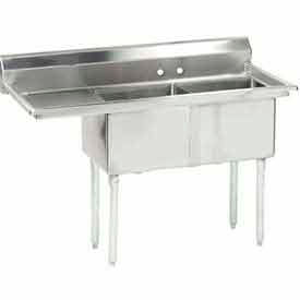 Freestanding Two Compartment Sinks With Left Drainboards