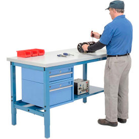 Global Industrial™ Pre-Configured Heavy Duty Height Adjustable  Workbenches with Drawers and Lower Shelf