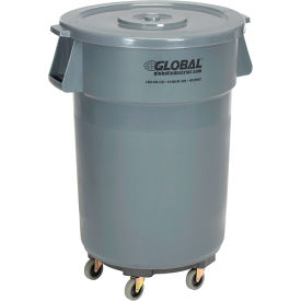 Global Industrial Plastic Garbage Cans with Lid & Dolly