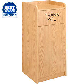 Global Industrial Wooden Tray Top Waste Receptacle