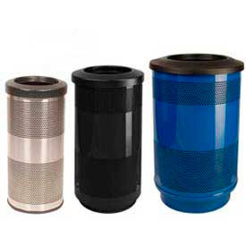 Stadium Series® Perforated Steel Trash Receptacles