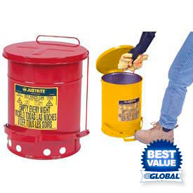 Justrite® Step On Oily Waste Cans