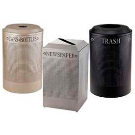 Rubbermaid® Silhouette Perforated Steel Recycling Receptacles With Decals