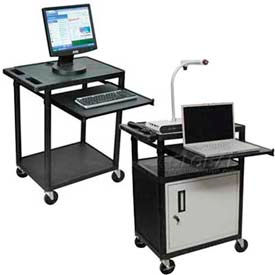 Plastic Audio Visual Carts with Sliding Keyboard Shelf