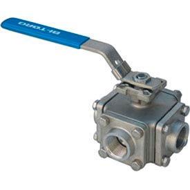 BI-TORQ® 3-Way Manually Operated L-Port SS NPT Threaded Ball Valves