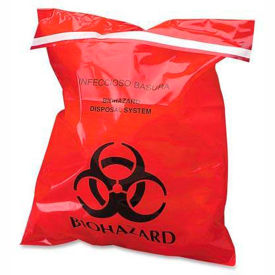 Red Stick-On Biohazard Waste Bags