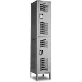 Penco Invincible II, 2 Tier Ready To Assemble Steel Lockers With Recessed Handle