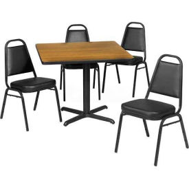 Phoenix Office Furn. 1443636FM078 Premier Hospitality 36" Square Table & Stack Chair Set, Mahogany image.