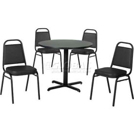 Phoenix Office Furn. 14436RDGH078 Premier Hospitality 36" Round Table & Stack Chair Set, Graphite image.