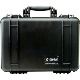 PELICAN PRODUCTS INC 1500-000-110 Pelican 1500 Watertight Medium Case With Foam 16-3/4" x 11-3/16" x 6-1/8", Black image.