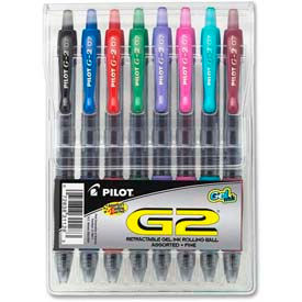 Pilot Pen Corporation 31128 Pilot® G2 Gel Retractable Rollerball Pen, Fine, 0.7mm, Assorted Ink, 8/Pack image.