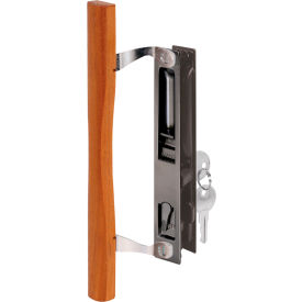 Prime-Line Products Company C 1032 Prime-Line® Door Handle Set, Flush, w/Wood Pull and Key, Black Diecast, C 1032 image.