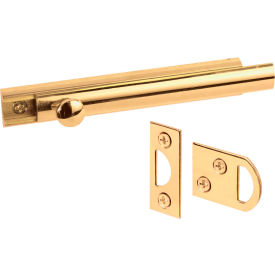 Prime-Line® Slide Bolt and Keeper U 9961 4""L Polished Brass