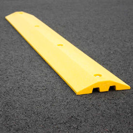 Plastics R Unique Inc 21048SBY Yellow Speed Bump with Cable Protection & Hardware - 48" Long image.