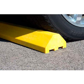 Plastics R Unique Inc 4672PBY Yellow Standard Parking Block with Cable Protection & Hardware - 72" Long image.