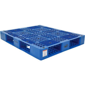 Vestil Manufacturing PLP2-4840-BLUE Stackable Open Deck Pallet, Plastic, 4-Way Entry, 47-3/8" x 39-1/2", 6600 Lb Stat Cap, Blue image.