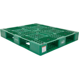 Vestil Manufacturing PLP2-4840-GREEN Stackable Open Deck Pallet, Plastic, 4-Way Entry, 47-3/8" x 39-1/2", 8000 Lb Stat Cap, Green image.