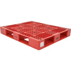Vestil Manufacturing PLP2-4840-RED Stackable Open Deck Pallet, Plastic, 4-Way Entry, 47-3/8" x 39-1/2", 8000 Lb Stat Cap, Red image.