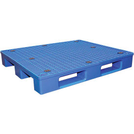 Vestil Manufacturing PLPS-4840 Stackable Open Deck Pallet, Plastic, 2-Way & 4-Way, 47" x 39-1/4", 8800 Lb Static Cap, Blue image.