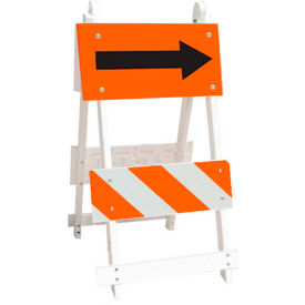 Plasticade Products 111-T12-FA-C8HIP Plasticade Plastic Type II Traffic Barricade W/ Directional Arrow, Not Fillable, White image.