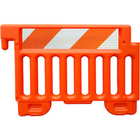 Plasticade Products CSP-SW38-O-EGFRHL Plasticade Strongwall ADA Compliant Plastic Barricade, Orange, 38"H, Enginer Grade Sheeting image.